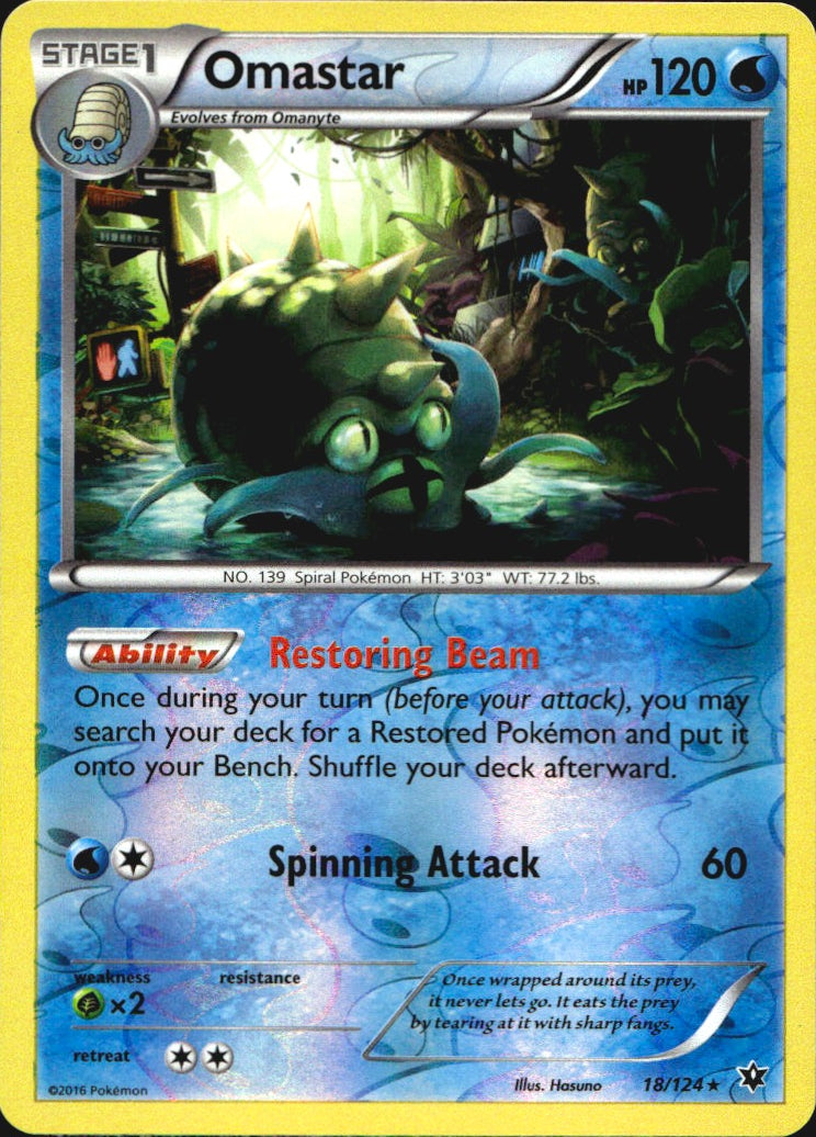 Omastar 18/124 Rare Fates Collide Pokemon Reverse Holo Near Mint