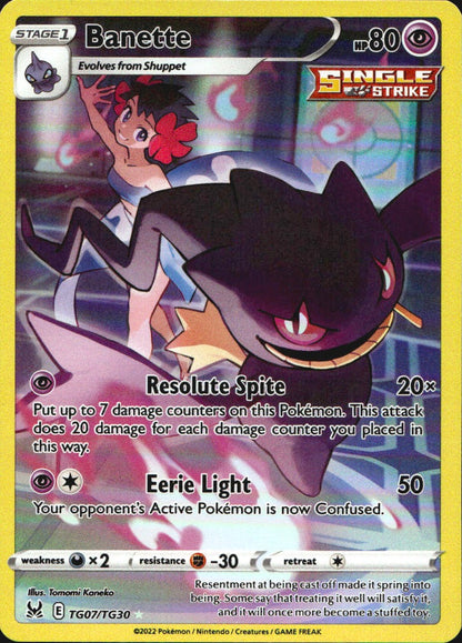 Banette TG07/TG30 Holo Lost Origin Trainer Gallery Pokemon NM