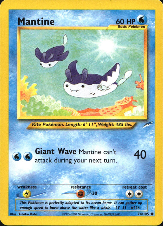 Mantine 74/105 Common Neo Destiny Pokemon Near Mint