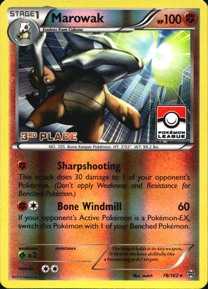 Marowak 78/162 3rd Place Stamp Rare BREAKthrough Pokemon Near Mint