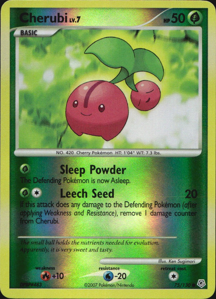 Cherubi 75/130 Common Diamond & Pearl Pokemon Reverse Holo Near Mint