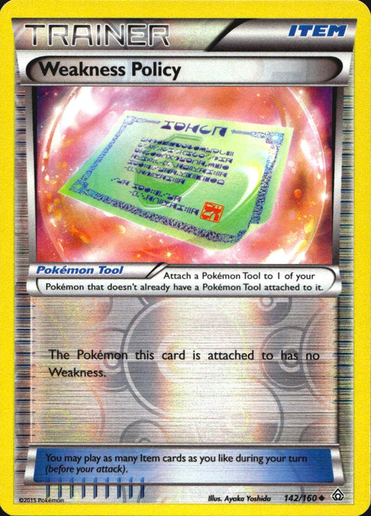Weakness Policy 142/160 Uncommon Primal Clash Pokemon Reverse Holo Near Mint
