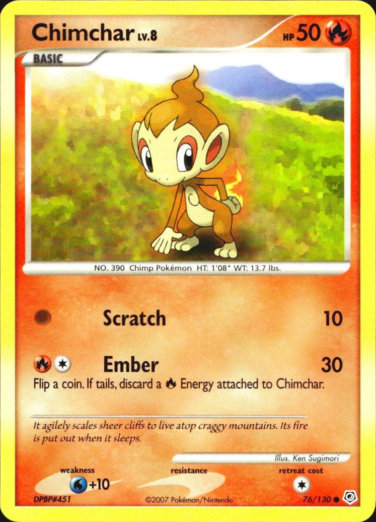 Chimchar 76/130 Common Diamond & Pearl Pokemon Near Mint