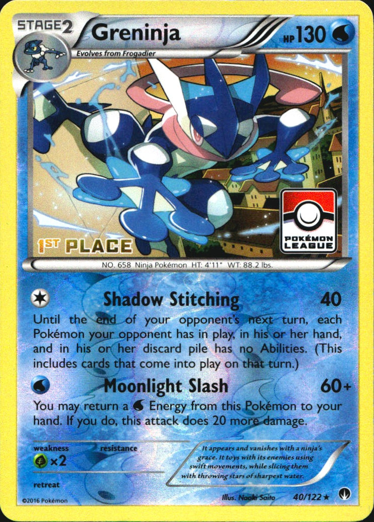 Greninja 40/122 1st Place Stamp Rare BREAKpoint Pokemon Near Mint