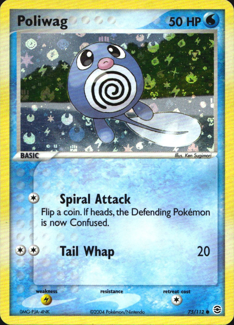 Poliwag 75/112 Common FireRed & LeafGreen Pokemon Reverse Holo Near Mint