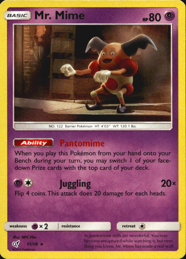 Mr. Mime 11/18 Rare Detective Pikachu Pokemon Near Mint