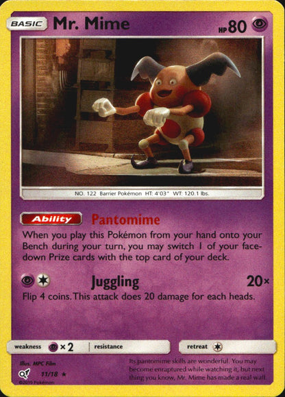 Mr. Mime 11/18 Rare Detective Pikachu Pokemon Near Mint