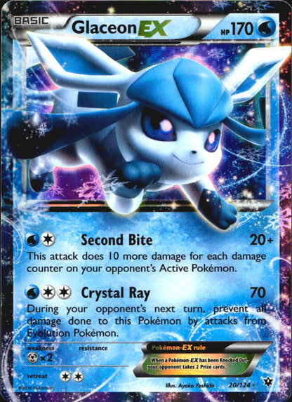 Glaceon EX 20/124 Holo EX Rare Fates Collide Pokemon Near Mint
