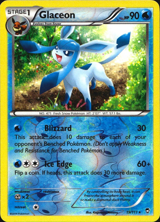 Glaceon 19/111 Rare Furious Fists Pokemon Reverse Holo Near Mint