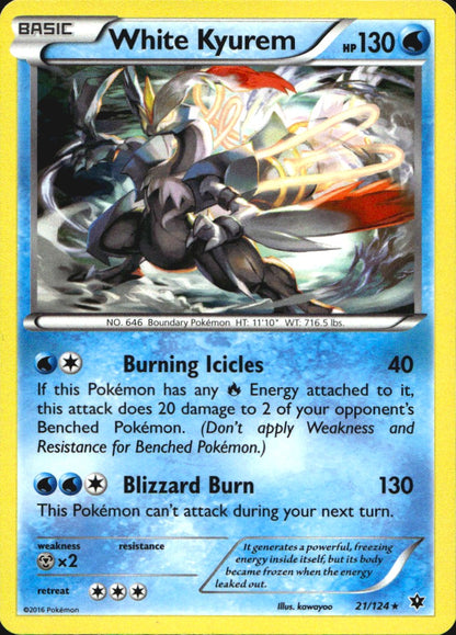 White Kyurem 21/124 Holo Rare Fates Collide Pokemon Near Mint