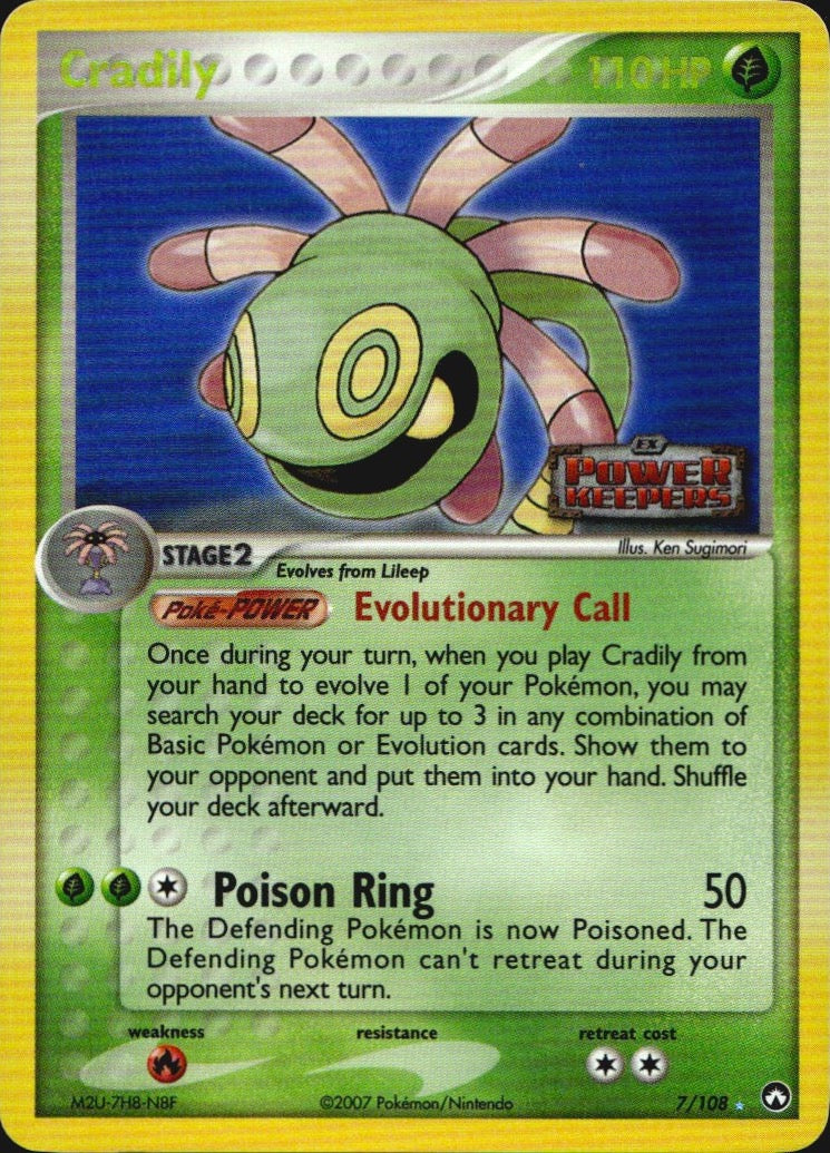 Cradily 7/108 Power Keepers Pokemon Reverse Holo Near Mint