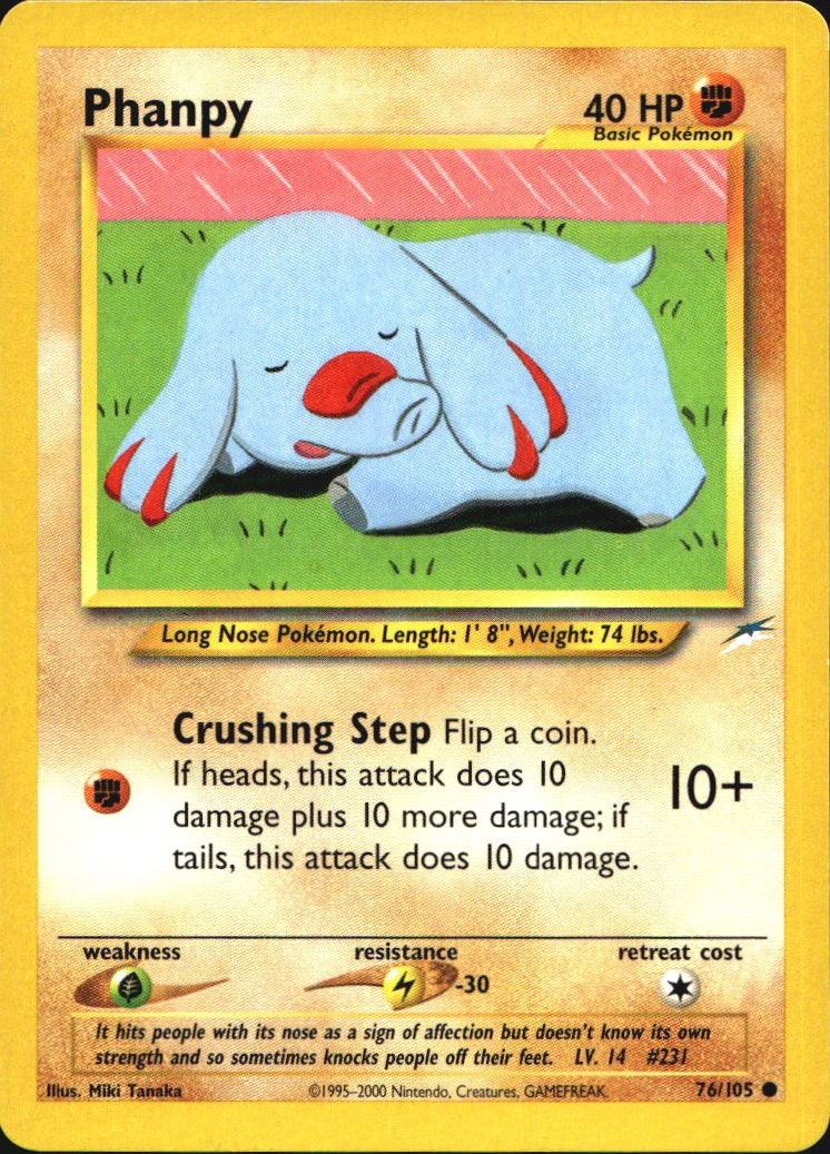 Phanpy 76/105 Common Neo Destiny Pokemon Near Mint