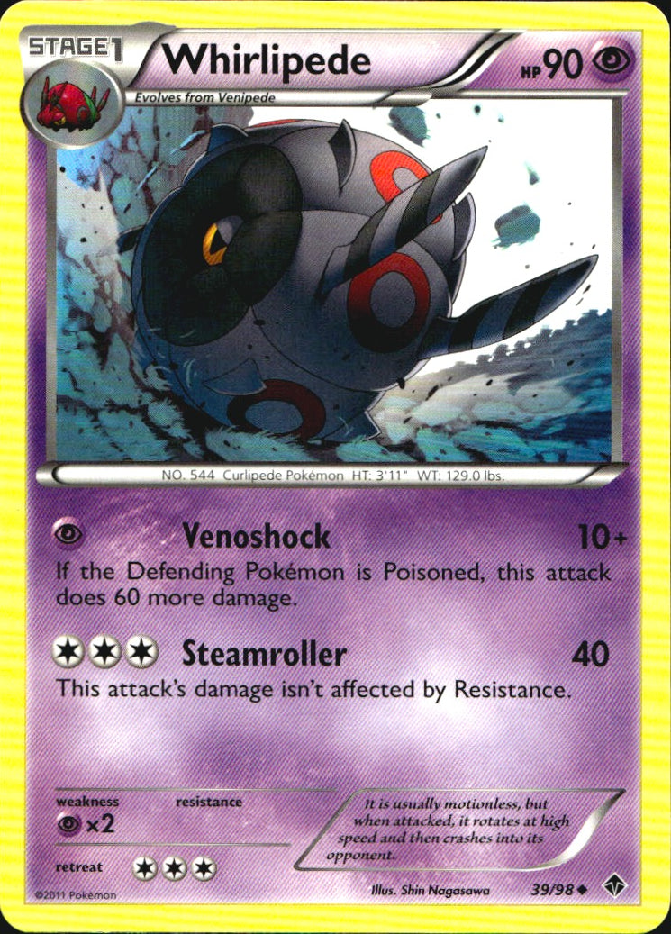 Whirlipede 39/98 Uncommon Emerging Powers Pokemon Near Mint