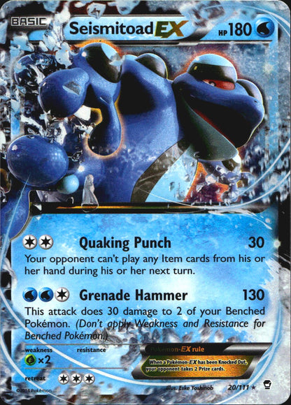 Seismitoad EX 20/111 Holo EX Rare Furious Fists Pokemon Near Mint