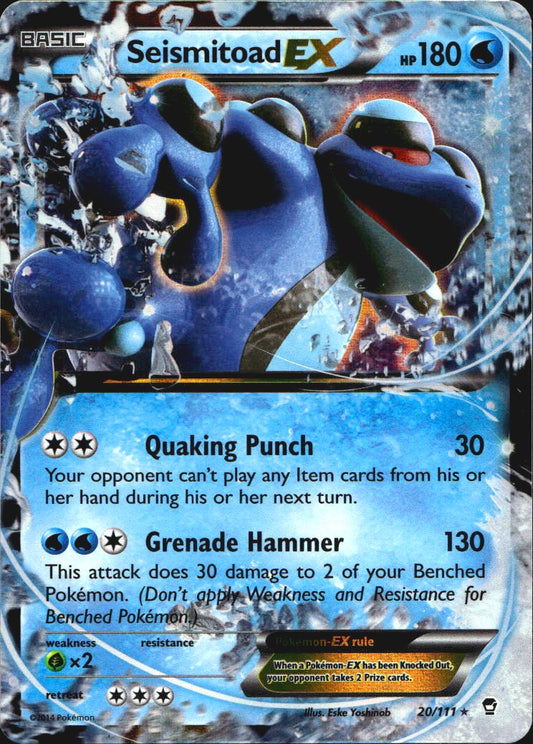 Seismitoad EX 20/111 Holo EX Rare Furious Fists Pokemon Near Mint