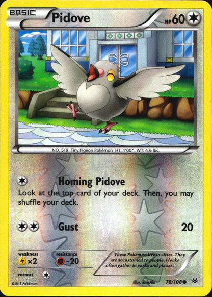 Pidove 78/108 Common Roaring Skies Pokemon Reverse Holo Near Mint