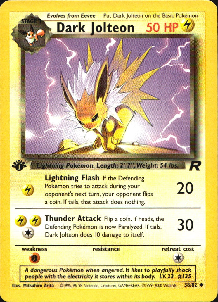 Dark Jolteon 38/82 Uncommon Team Rocket Pokemon 1st Edition Near Mint