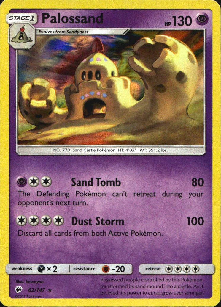 Palossand 62/147 Holo Rare Burning Shadows Pokemon Near Mint