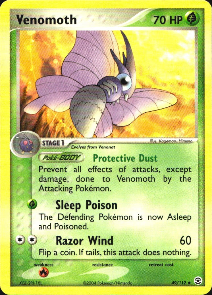 Venomoth 49/112 Uncommon FireRed & LeafGreen Pokemon Near Mint