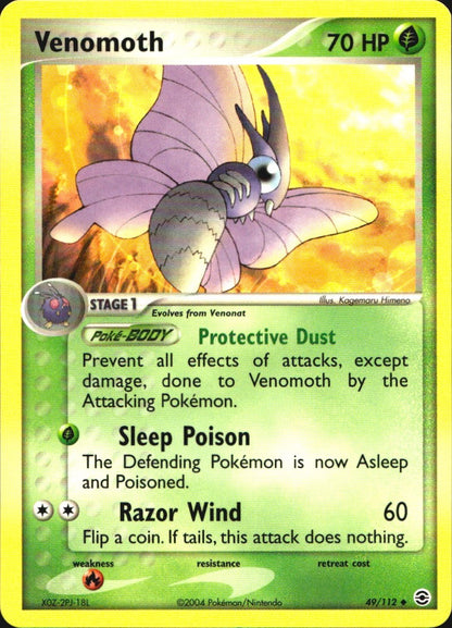 Venomoth 49/112 Uncommon FireRed & LeafGreen Pokemon Near Mint