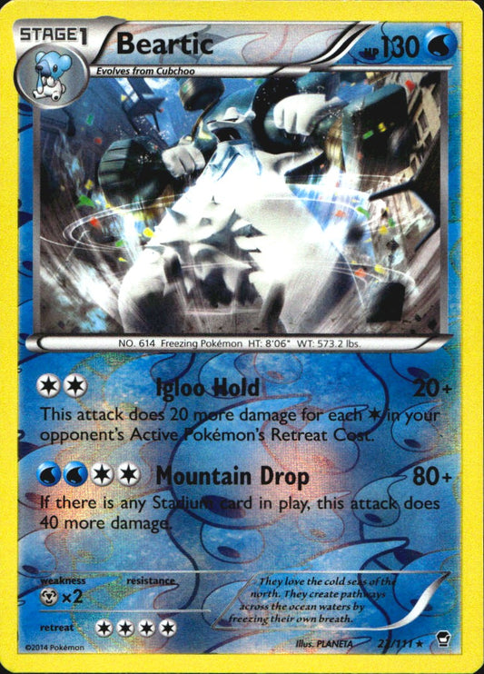 Beartic 22/111 Rare Furious Fists Pokemon Reverse Holo Near Mint