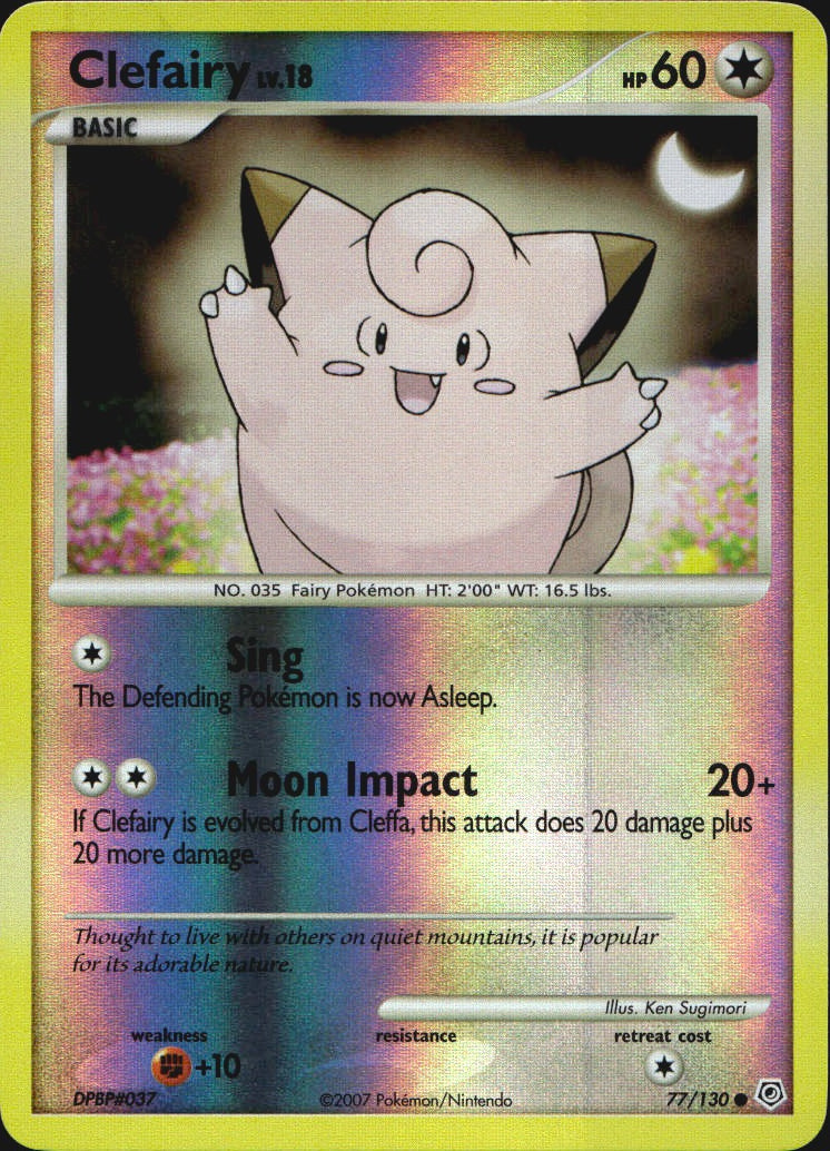 Clefairy 77/130 Common Diamond & Pearl Pokemon Reverse Holo Near Mint