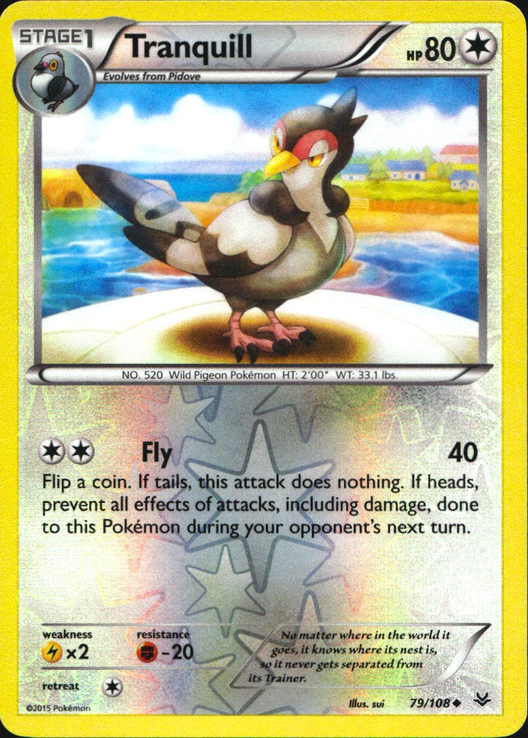 Tranquill 79/108 Uncommon Roaring Skies Pokemon Reverse Holo Near Mint