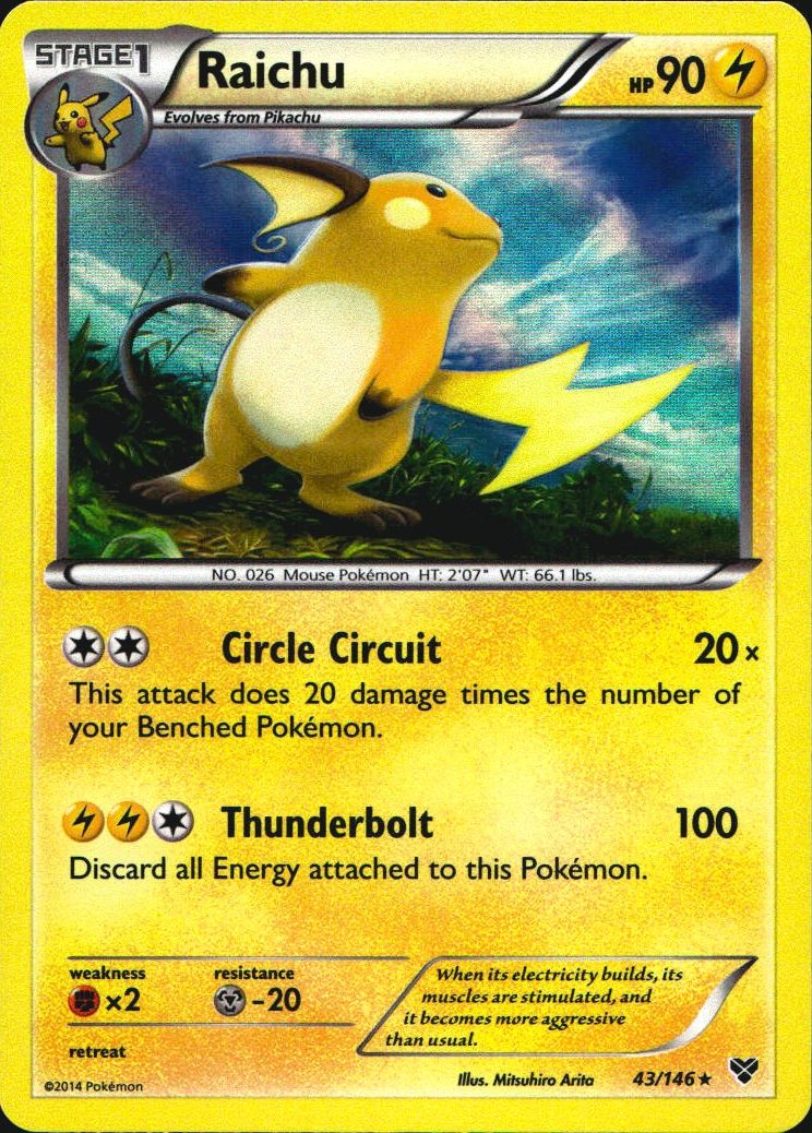 Raichu 43/146 Holo Rare XY Pokemon Near Mint