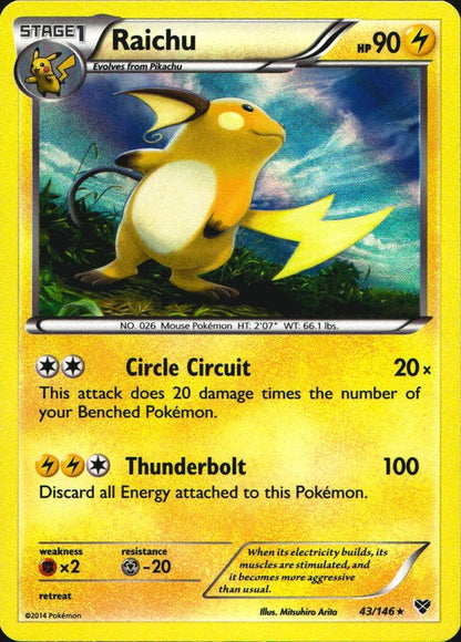 Raichu 43/146 Holo Rare XY Pokemon Near Mint