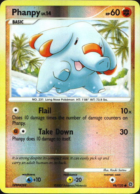 Phanpy 98/132 Common Secret Wonders Pokemon Reverse Holo Near Mint