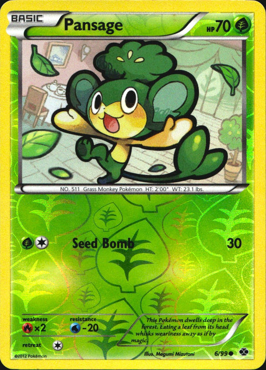 Pansage 6/99 Common Next Destinies Pokemon Reverse Holo Near Mint