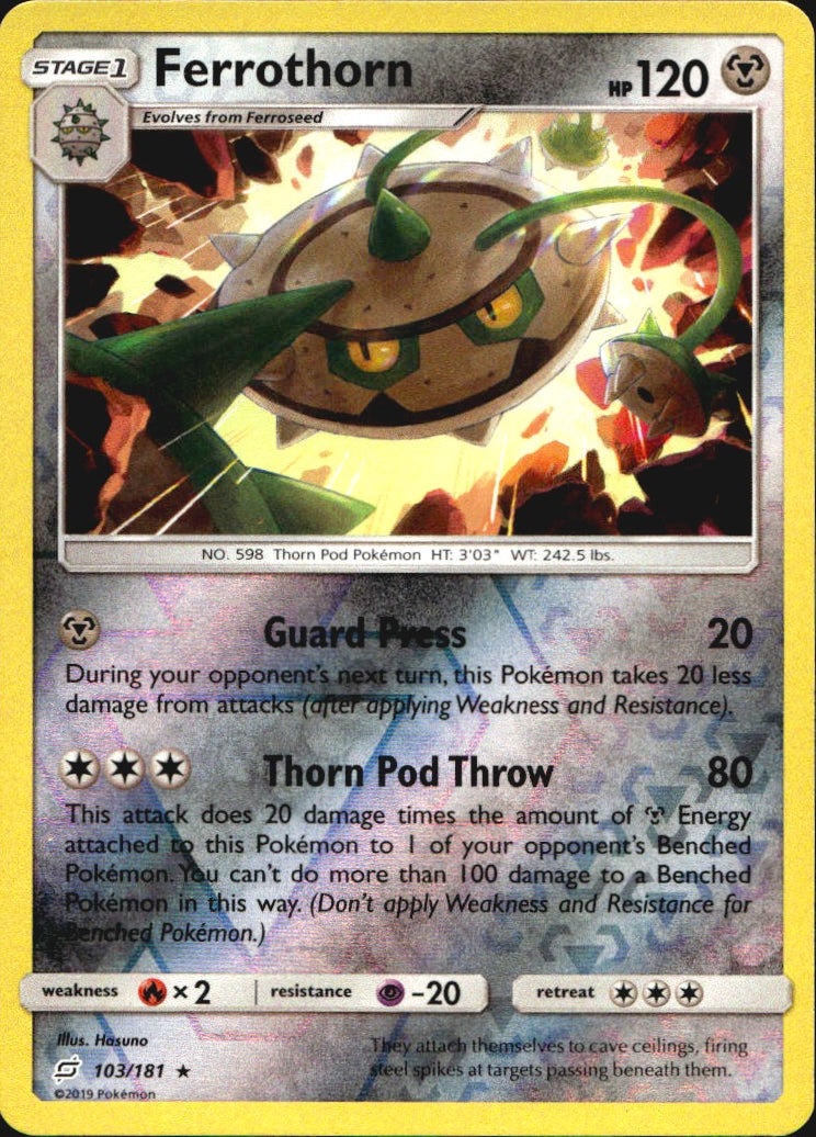 Ferrothorn 103/181 Rare Team Up Pokemon Reverse Holo Near Mint