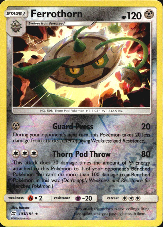 Ferrothorn 103/181 Rare Team Up Pokemon Reverse Holo Near Mint