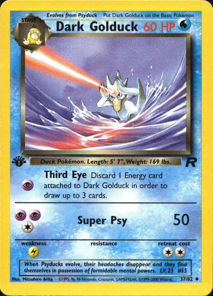 Dark Golduck 37/82 Uncommon Team Rocket Pokemon 1st Edition Near Mint