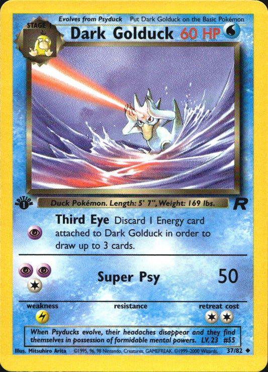 Dark Golduck 37/82 Uncommon Team Rocket Pokemon 1st Edition Near Mint