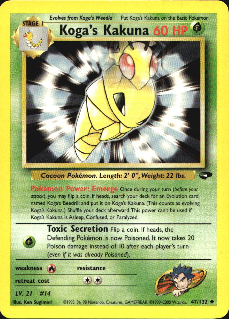 Koga's Kakuna 47/132 Uncommon Gym Challenge Pokemon Near Mint