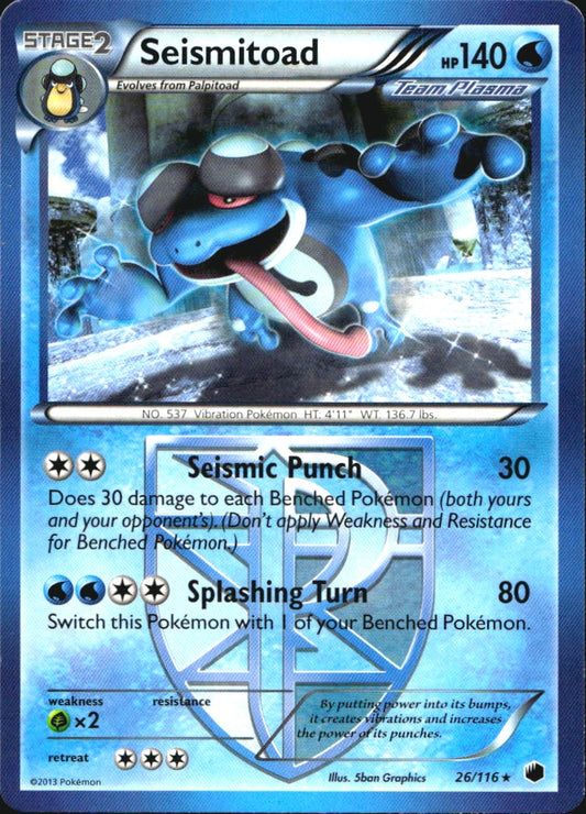 Seismitoad 26/116 Rare Plasma Freeze Pokemon Near Mint