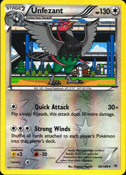 Unfezant 80/108 Uncommon Roaring Skies Pokemon Reverse Holo Near Mint