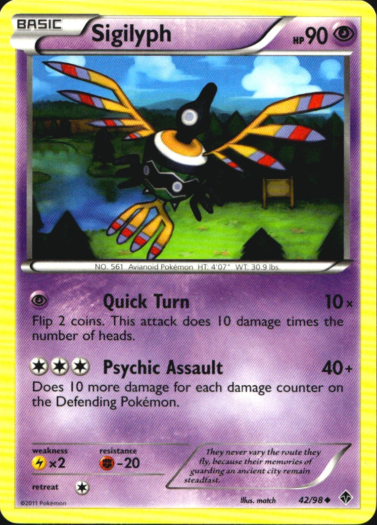 Sigilyph 42/98 Uncommon Emerging Powers Pokemon Near Mint