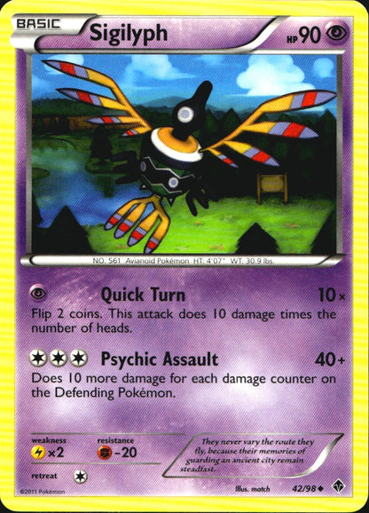 Sigilyph 42/98 Uncommon Emerging Powers Pokemon Near Mint