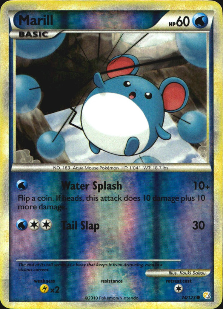 Marill 74/123 Common HeartGold & SoulSilver Pokemon Reverse Holo Near Mint