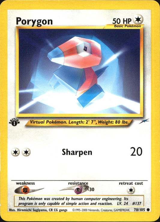 Porygon 78/105 Common Neo Destiny Pokemon 1st Edition Near Mint