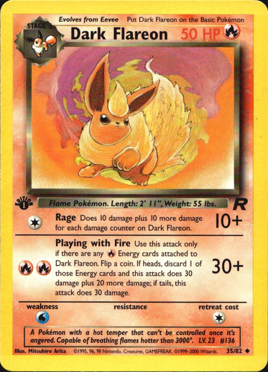 Dark Flareon 35/82 Uncommon Team Rocket Pokemon 1st Edition Near Mint