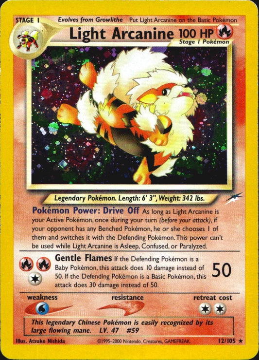 Light Arcanine 12/105 Holo Rare Neo Destiny Pokemon Lightly Played