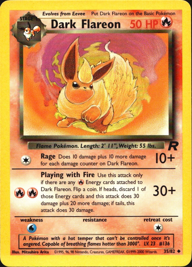 Dark Flareon 35/82 Uncommon Team Rocket Pokemon Near Mint