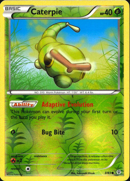 Caterpie 3/83 Common Generations Pokemon Reverse Holo Near Mint