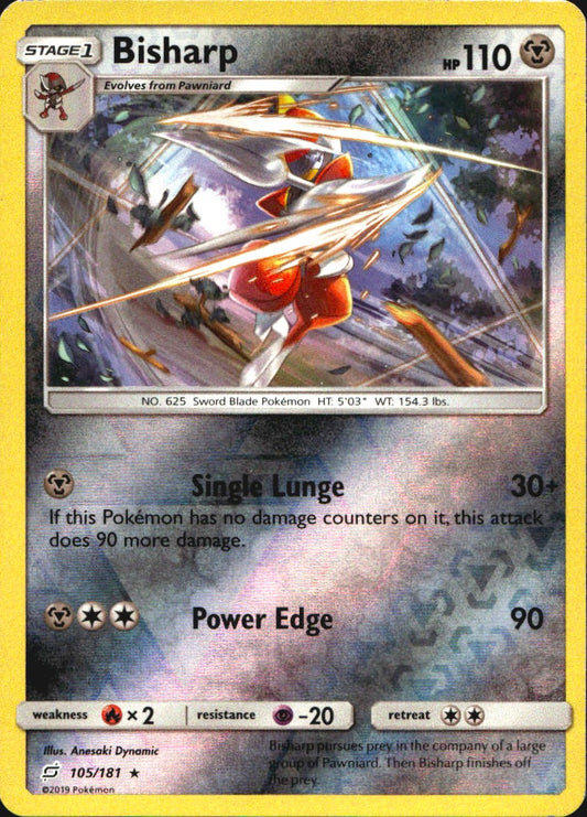 Bisharp 105/181 Rare Team Up Pokemon Reverse Holo Near Mint