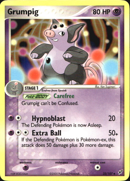 Grumpig 32/107 Uncommon Deoxys Pokemon Near Mint