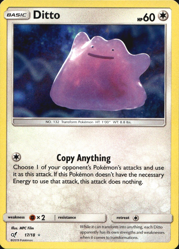 Ditto 17/18 Rare Ultra Detective Pikachu Pokemon Near Mint