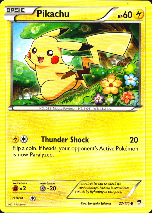 Pikachu 27/111 Common Furious Fists Pokemon Near Mint